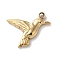 304 Stainless Steel Pendants, Hummingbird Charm, Real 14K Gold Plated, 15x14x2mm, Hole: 1.6mm