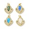 Brass Micro Pave Cubic Zirconia Pendants, Cadmium Free & Lead Free, with Synthetic Opal and Jump Ring, Real 18K Gold Plated, Mixed Color, 20x17x3mm, Hole: 3.5mm