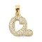 Brass Micro Pave Cubic Zirconia Pendants, Letter, Real 18K Gold Plated, Letter Q, 18.5x17x3mm, Hole: 4.8x2.9mm