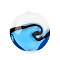 Handmade Lampwork Beads, Flat Round, Two Tone, Light Sky Blue, 19.5~21x10~11mm, Hole: 1.4~2.2mm