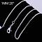 Brass Box Chain Fine Necklaces, with Lobster Claw Clasps, Silver Color Plated, 20 inch, 1.4mm