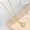 Brass Micro Pave Clear Cubic Zirconia Heart with Key Pendant Necklaces for Women, Real 18K Gold Plated, 17.72 inch(45cm)