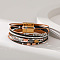 Bohemian Style Imitation Leather Multi-strand Bracelets for Women, with Alloy Beads and Clasp, Black, 7-3/4x5/8 inch(19.7x1.5cm)