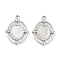 Non-Tarnish 304 Stainless Steel Pendant Cabochon Settings, Oval, Stainless Steel Color, Tray: 8x6mm, 21.5x16x2.5mm, Hole: 1.8mm