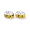 Brass Grade A Rhinestone Spacer Beads, Straight Flange, Rondelle, Silver, Citrine, 8x3.8mm, Hole: 1.5mm