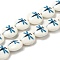 Printed Synthetic White Jade Beads Strands, Flat Round, Dragonfly, 12x5mm, Hole: 1.5mm, about 32pcs/strand, 14.57''(37cm)