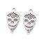 Non-Tarnish 201 Stainless Steel Links, Manual Polishing, Sugar Skull, For Mexico Holiday Day of the Dead, Stainless Steel Color, 20x10.5x1.5mm, Hole: 1.6mm
