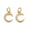 Brass Micro Pave Cubic Zirconia Pendants, Cadmium Free & Lead Free, Moon Charms, with Jump Ring, Real 18K Gold Plated, 10.5x8x1.5mm, Hole: 3.2mm