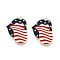 Independence Day Alloy Enamel Pendants, Rack Plating, Lip with Star Charm, Light Gold, 30.3x21.6x2mm, Hole: 1.8mm