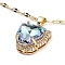 Tiger Head Light Gold Brass Micro Pave Cubic Zirconia Pendant Necklaces, with Glass, Pale Turquoise, 16.06 inch(40.8cm)
