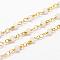 Handmade Glass Beaded Chains, with Spool, Unwelded, Faceted Rondelle, Imitation Jade, with Brass Findings, Golden, Floral White, 4mm, about 32.8 Feet(10m)/roll
