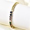 Brass Micro Pave Cubic Zirconia Square Link Chain Bracelets, Curb Chain Jewelry for Women, Cadmium Free & Lead Free, Long-Lasting Plated, Rack Plating, Real 18K Gold Plated, Colorful, 6-5/8 inch(16.7cm)