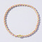 Korean Style Glass Seed & Brass Round Beaded Stretch Bracelets for Women, Pearl Pink, Inner Diameter: 6-1/2 inch(16.5cm)
