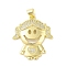 Rack Plating Brass Cubic Zirconia Pendants, Cadmium Free & Lead Free, Little Girl, Clear, Real 18K Gold Plated, 29x25x4mm, Hole: 3x4mm