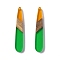 Transparent Resin & Walnut Wood Pendants, Teardrop Charms, Lime Green, 44x7.5x3.5mm, Hole: 1.5mm