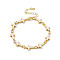 Brass Micro Pave Cubic Zirconia Chain Bracelets, Enamel Style White Religion Cross Link Chain Bracelet for Women, with Chain Extender & Lobster Claw Clasp, Golden, 7-3/8 inch(18.6cm)