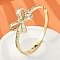 Brass Micro Pave Clear Cubic Zirconia Hinged Bangles for Women, Bowknot, Cadmium Free & Lead Free, Rack Plating, Long-Lasting Plated, Real 18K Gold Plated, Inner Diameter: 2-3/8 inch(6x6.1cm)