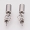 Tarnish Resistant Stainless Steel Cup Bail Pin Pendants, with Cord Ends, End Caps, For Half Drilled Beads, Stainless Steel Color, 17.5mm, Hole: 3mm, Pin: 0.8mm, Inner Diameter: 9x4mm