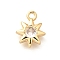 Brass Micro Pave Cubic Zirconia Charms, Cadmium Free & Nickel Free & Lead Free, Sun, Real 18K Gold Plated, 11x9x2.5mm, Hole: 1.4mm