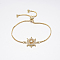 Adjustable Brass Micro Pave Cubic Zirconia Bolo Bracelets, Slider Bracelets, with Brass Box Chains, Helm, Golden, 10-1/4 inch(260mm)