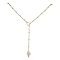 ABS Plastic Imitation Pearl Nuggets Pendant Necklaces, Adjustable 304 Stainless Steel Satellite Chain Lariat Necklaces, Golden, 28.74 inch(73cm)