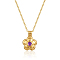 Flower Pattern Pendant Necklaces, Stainless Steel Cable Chain Necklaces for Women