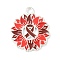 No To Drugs Red Awareness Ribbon Theme Alloy Enamel Pendants, Silver, Flower, 24x20.5x1.5mm, Hole: 2mm