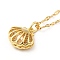 Cubic Zirconia Shell with Resin Pearl Cage Pendant Necklace, Brass Jewelry for Women, Golden, 15.94 inch(40.5cm)
