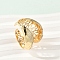 Brass Micro Pave Clear Cubic Zirconia Open Cuff Rings for Women, Cadmium Free & Lead Free, Real 18K Gold Plated, 21.5mm, Inner Diameter: Adjustable