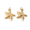 304 Stainless Steel Pendants, with Jump Rings, Starfish, Real 14K Gold Plated, 17x17x3mm, Jump Ring: 4.8x0.8mm, 3.2mm inner diameter