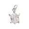 Brass Micro Pave Cubic Zirconia Charms, with Jump Ring, Cadmium Free & Lead Free, Sea Turtle Charms, Platinum, 13.5x8.5x3.5mm, Hole: 2.8mm