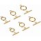 PandaHall Elite 15 Sets 3 Sizes 304 Stainless Steel Round Golden Toggle Clasps Connectors for Bracelet Necklace Jewelry Making