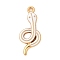 Alloy Enamel Pendants, Snake Charms, Golden, White, 28.5x12x2mm, Hole: 1.8mm