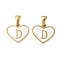 304 Stainless Steel Pave Natural White Shell Heart with Initial Slice Pendants, Ion Plating(IP), Golden, Letter D, 14x16x2mm, Hole: 4.5x3mm