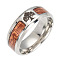 Non-Tarnish Stainless Steel Wide Band Finger Rings, with Acacia, Tree, Size 13, Stainless Steel Color, 22.3mm