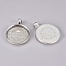 Alloy Pendant Cabochon Settings, Plain Edge Bezel Cups, Cadmium Free & Lead Free, Flat Round, Antique Silver, 43x34x4mm, Hole: 7x4mm, Tray: 30mm
