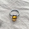Square 304 Stainless Steel with Glass Finger Rings, Stainless Steel Color, Gold, 10mm, US Size 7(17.3mm)