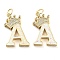 Brass Micro Pave Clear Cubic Zirconia Pendants, Cadmium Free & Lead Free, with Synthetic Opal, Real 18K Gold Plated, with Jump Ring, Letter A, 26.5~33x14~23.5x3.5~4.5mm, Hole: 4.5mm