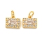 Brass Micro Pave Clear Cubic Zirconia Pendants, Cadmium Free & Nickel Free & Lead Free, Rectangle, with Jump Ring, Real 18K Gold Plated, 8x10x4mm, Hole: 3mm