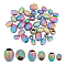 36Pcs 3 Size PVD Vacuum Plating 304 Stainless Steel Beads, Oval, Rainbow Color, 12pcs/size