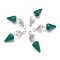 Synthetic Malachite Pendants, with Platinum Brass Snap on Bails, Votex/Om Symbol/Tree of Life/Flower of Life/Star of David, Cone Pendulum, 48mm, Hole: 8mm