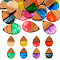 Pandahall 16Pcs 8 Colors Transparent Resin & Walnut Wood Pendants, Teardrop Charms, Mixed Color, 36x24.5x3.5mm, Hole: 2mm, 2pcs/color