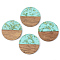 Transparent Resin & Walnut Wood Pendants, with Gold Foil, Flat Round, Pale Turquoise, 28x3mm, Hole: 2mm