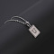 Rectangle Stainless Steel Pave Natural White Shell Pendant Necklaces, Stainless Steel Color, Letter U, 17.72 inch(45cm)