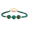 Round Natural Malachite Beaded Bracelets, with Lobster Claw Clasp