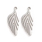 Tarnish Resistant 304 Stainless Steel Pendants, Leaf, Stainless Steel Color, 26x10.5x2mm, Hole: 1.8mm