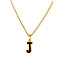 304 Stainless Steel Black Enamel Initial Pendant Twisted Chain Necklaces, Golden, Letter J, 15.75 inch(40cm)