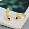 S925 Sterling Silver Heart Hoop Earrings, with Enamel & Clear Cubic Zirconia, Golden, 18x9x13mm