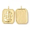 Eco-Friendly Rack Plating Brass Pendants, Long-Lasting Plated, Lead Free & Cadmium Free, Octagon with Ganesh Charm, Real 18K Gold Plated, 24x16x3mm, Hole: 3x2mm