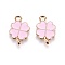 Alloy Enamel Pendants, Four Leaf Clover, Light Gold, Pink, 18x12x1mm, Hole: 2.5mm
